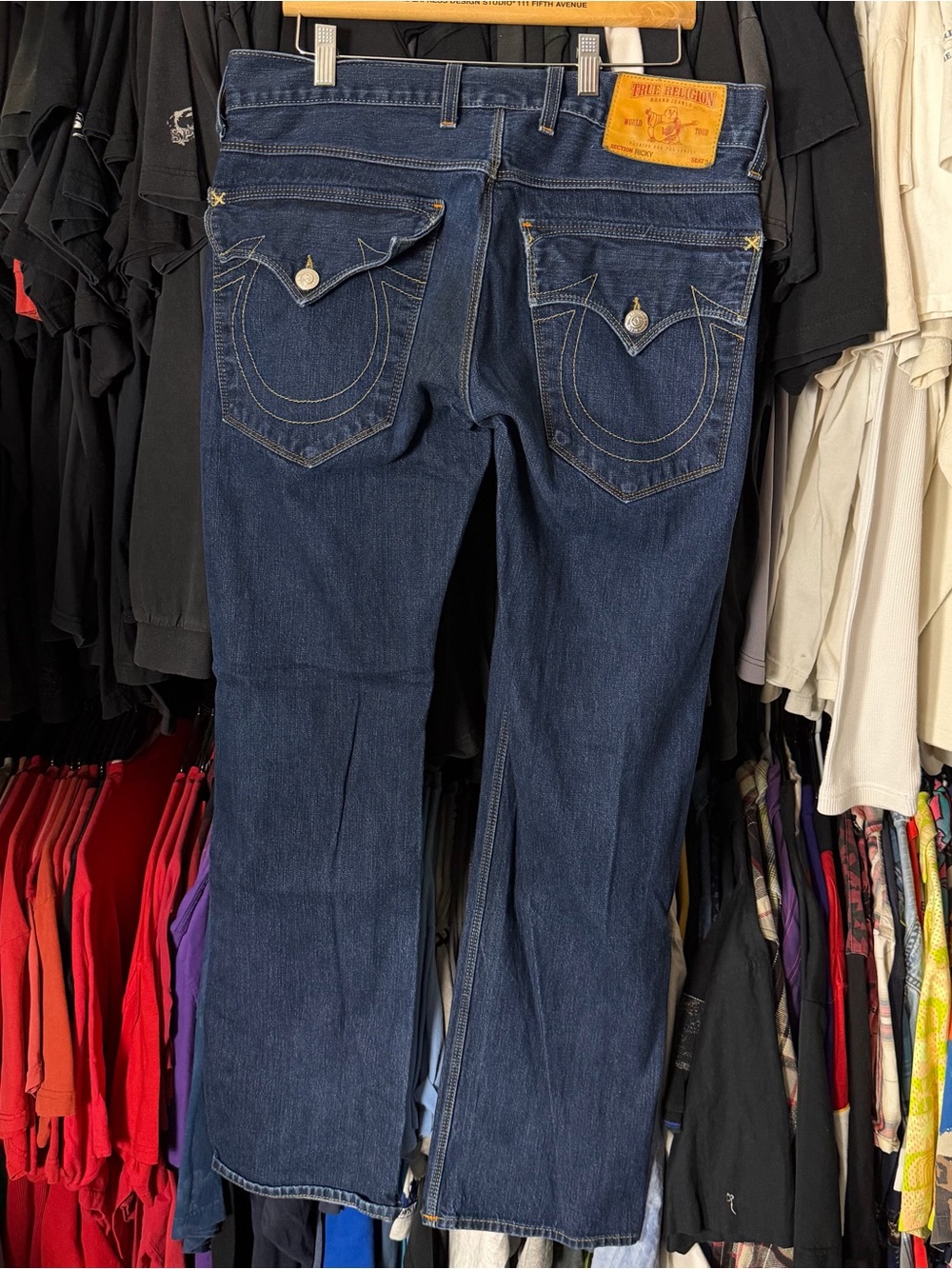 True Religion Ricky Jeans Mens 36x33 Dark Wash Blue Horseshoe Vintage Straight